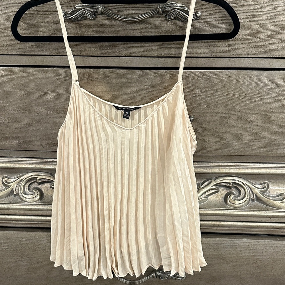 Banana Republic Pleated Cream Camisole Tank Top